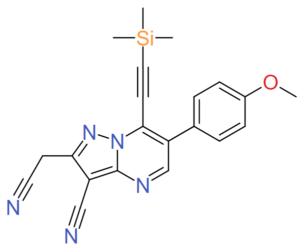 2-(cyanomethyl)-6-(4-methoxyphenyl)-7-(trimethylsilylethynyl)pyrazolo[1,5-a]pyrimidine-3-carbonitrile